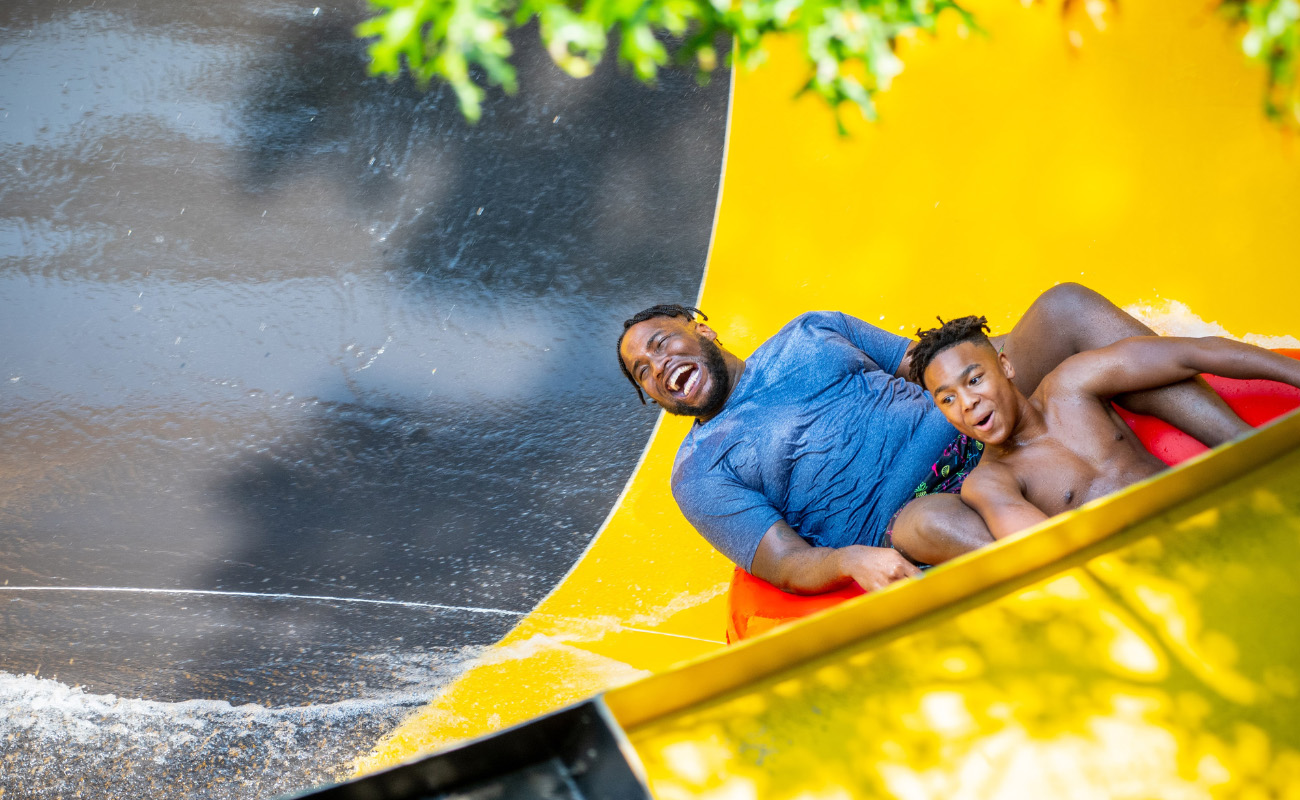 Girls on water slide