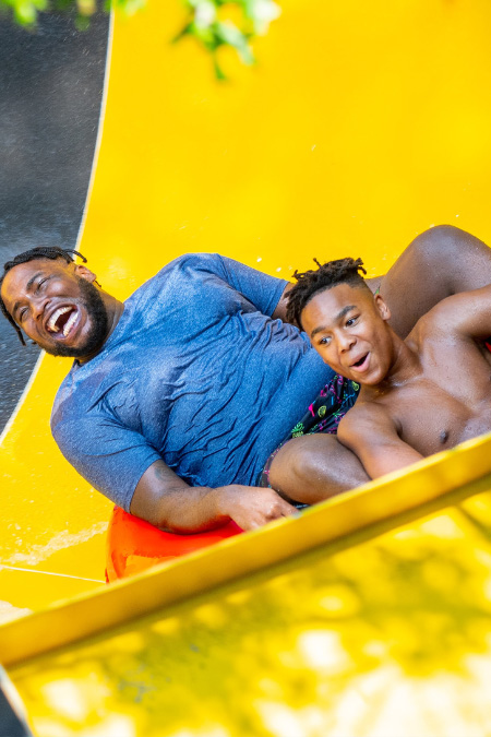 Girls on water slide