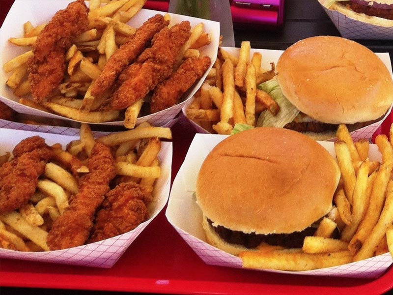 Hamburger and fries