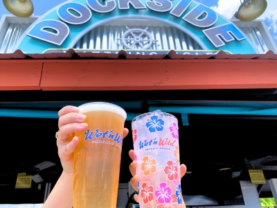 Two drinks being held up - Dockside at Wet n Wild