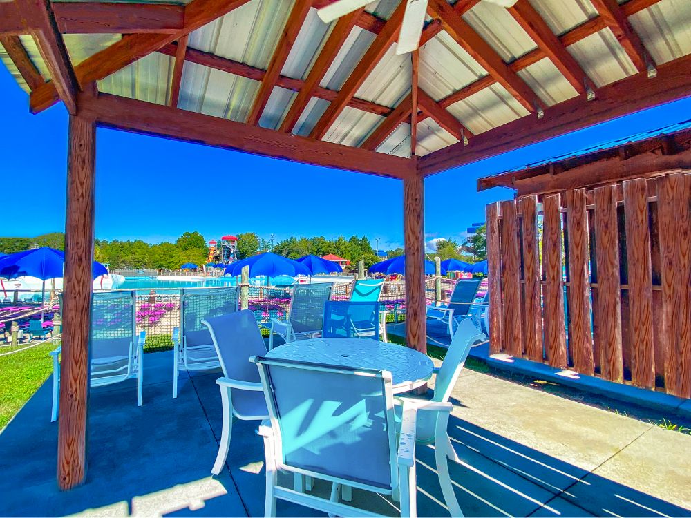 Ocean View VIP Cabana at Wet n Wild chairs and a table