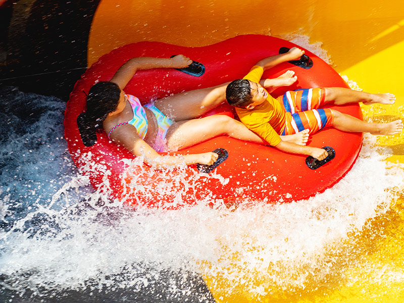 Girl at wave pool